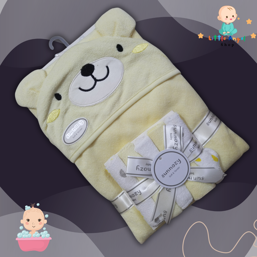 Bunny Baby Face/Bath Towel (Yellow)