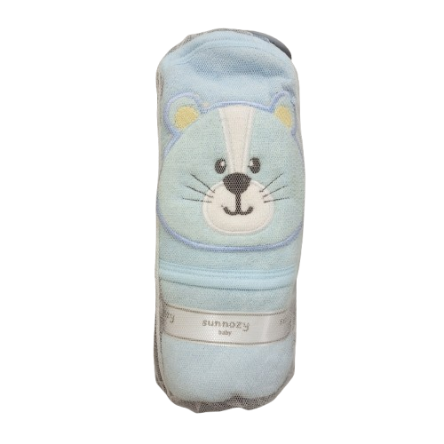 Teddy-Wrapping Baby Bath Towel (Blue)